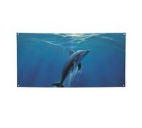Delfino Banner Segno per Esterno Interno Compleanno Sfondo Poster Decorazioni per feste Forniture Foto Sfondo con Occhielli Bandiera da parete personalizzata