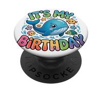 Delfino Buon Compleanno per Ragazza Donne PopSockets PopGrip Adesivo