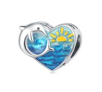 Delfino che esce per mare perline Charm, 925 Argento Sterling Charm Bracciale Accessorio, Compatibile con Pandora Bracciale Neckalce, Regalo per le Donne