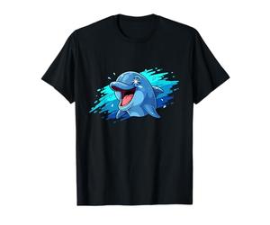 Delfino Che Ride Carino Oceano Mare Animale Divertente Maglietta