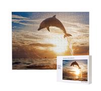 Delfino che salta dall'acqua scintillante,Puzzle in legno da 500 pezzi, gioco di famiglia, puzzle per adulti e adolescenti, decorazioni per la casa