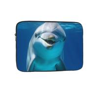 Delfino con sorriso borsa per laptop da 12 pollici, impermeabile, antiurto, borsa per computer portatile, borsa leggera per tablet