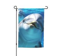 Delfino con un sorriso Bandiera da giardino 30,5 x 45,7 cm Primavera Estate Autunno Inverno Bandiere Stagionali Bandiere Bifacciali Bandiere Festività Banner Outdoor Indoor Yard Bandiera per