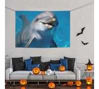 Delfino con un sorriso grande striscione decorazione per feste 119 x 180 cm, sfondo personalizzato da appendere alla parete, striscioni per compleanno, bandiera, feste, sfondo fotografico per