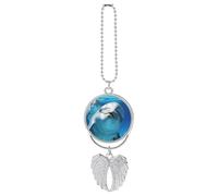 Delfino con un sorriso ornamento da appendere per specchietto retrovisore, regalo fortunato, ornamento da appendere, divertente ciondolo per auto per ufficio, decorazione domestica in stile argento