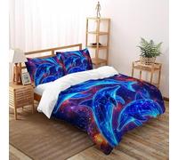 Delfino del cielo stellato Set Di Biancheria Da Letto Artee Copripiumino 2 Pezzi Morbidezza Cotone Per Coppia Adulti Doppia Con Cerniera King（220x240cm）