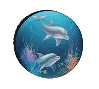 Delfino e pesce coperture per pneumatici impermeabili anti UV copertura per pneumatici da 61 cm per asse singolo per camper, camion, SUV, rimorchio, universale, per tutte le stagioni