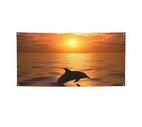 Delfino e tramonto Banner segno per esterni interni compleanno sfondo poster decorazioni per feste forniture sfondo foto con occhielli bandiera da parete personalizzata