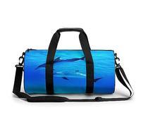Delfino in mare blu scuro stampato palestra borsa sportiva da viaggio borse da viaggio borse da weekend leggere per uomo donna, Stile:, 17.7in/9in/9in, MHXYZHW