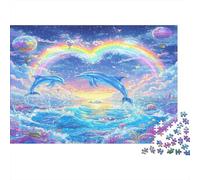 delfino Jigsaw Puzzle Impossible 1000Pcs Heart-shaped Arcobaleno Decorazione Per La Casa. Giochi Rilassamento E Intelligence Per Adulti E Ragazzi Da 14 Anni 1000pcs (75x50cm)