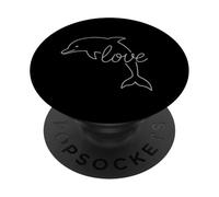 Delfino Love Line Art Oceano Animale Vita Marina Amante del Mare PopSockets PopGrip Adesivo