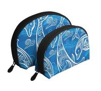 Delfino magico, Borsa per trucco a conchiglia Portamonete da donna Borsa da toilette piccola Borsa per cosmetici 2 pezzi