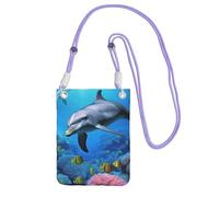 Delfino nella barriera corallina Borsa a tracolla per telefono per donne e uomini impermeabile mini borsa per cellulare portafoglio piccole borse a tracolla con cinturino regolabile da viaggio