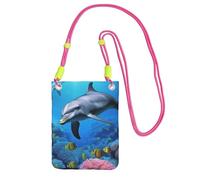 Delfino nella barriera corallina borsa a tracolla per telefono per donne e uomini impermeabile mini borsa per cellulare portafoglio piccola borsa a tracolla con tracolla regolabile da viaggio custodia