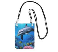 Delfino nella barriera corallina Borsa a tracolla per telefono per donne e uomini impermeabile mini borsa per cellulare portafoglio piccola borsa a tracolla con tracolla regolabile da viaggio per