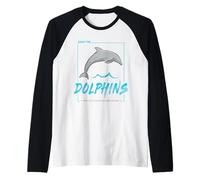 Delfino Proteggi i Delfini e Il Mare Design Vintage Maglia con Maniche Raglan