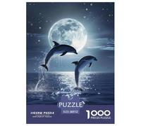 Delfino Puzzle 1000 Pezzi Oceano al chiaro di luna Puzzle Gioco Di Pazienza E Riflessione Decorazione Per Interni In Cartone 100% Riciclato Per Adulti E Bambini Oltre I 14 Anni 52x38cm/1000pcs