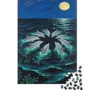 delfino Puzzle Impossible 1000Pcs Oceano illuminato dalla luna Decorazione Per La Casa. Giochi Rilassamento E Intelligence Per Adulti E Ragazzi Da 14 Anni 1000pcs (75x50cm)