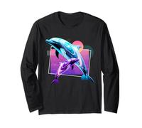 Delfino Sea Life Retro Wave Ocean Animal Maglia a Manica