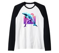 Delfino Sea Life Retro Wave Ocean Animal Maglia con Maniche Raglan
