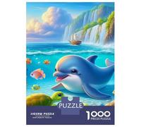 delfino Set Da 1000 Pezzi Carta Riciclata Dolphins at Coastal Cliff with Rainbow Puzzle Per Adulti Ore Di Intrattenimento Garantite Appassionati Di Puzzle Loisirs A Casa 52x38cm/1000pcs