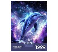 delfino Set Da 1000 Pezzi Carta Riciclata Two Dolphins in Vibrant Cosmic Starry Space Puzzle Per Adulti Facile Da Conservare Allenamento Cerebrale Fan Dei Rompicapo Divertente 52x38cm/1000pcs
