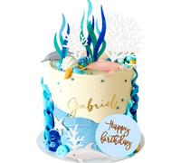 delfino torta cupcake toppers picks decorazioni per torte per feste di compleanno per bambini a tema creature marine baby shower supporti per torte