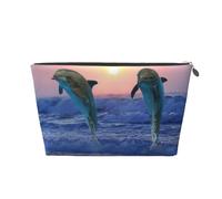 Delfino tursiope all'alba, Borsa da toilette Borsa per trucco Borsa per cosmetici Borsa da toilette da viaggio portatile