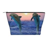 Delfino tursiope all'alba, Borsa da toilette Borsa per trucco Borsa per cosmetici Borsa da toilette da viaggio portatile