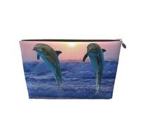 Delfino tursiope all'alba, Borsa per il trucco Borsa per cosmetici Borsa da toilette da viaggio portatile Borsa da toilette