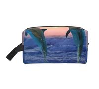 Delfino tursiope all'alba, Borsa per il trucco Borsa per cosmetici Borsa da viaggio portatile da viaggio Borsa per trucco Organizer