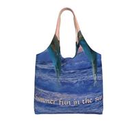 Delfino tursiope all'alba,Borse riutilizzabili, borse della spesa, borsa a tracolla in tela di grande capacità