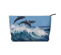 Delfino tursiope comune, Borsa per cosmetici in velluto a coste Borsa per il trucco Borsa da viaggio portatile