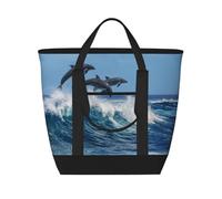 Delfino tursiope comune,Borsa porta pranzo grande capacità isolata per donne e uomini, lavoro, picnic, viaggi