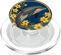 Delfino tursiope comune con fiori di gelsomino giallo PopSockets PopGrip per MagSafe