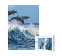 Delfino tursiope comune,Puzzle in legno da 300 pezzi per adulti e adolescenti