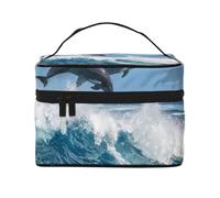 Delfino tursiope comuneBorsa per il trucco, borsa cosmetica portatile per donna - Organizer da viaggio per cosmetici, regalo per momenti speciali