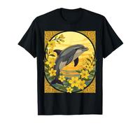 Delfino tursiope con Fiori di Gelsomino Giallo Maglietta