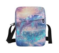 Delfino Viola piccola borsa messenger per gli uomini borsa a tracolla da donna casual borse tracolla regolabile per business sport all'aria aperta