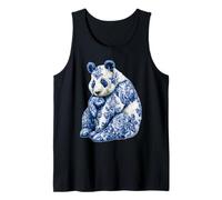Delft Art Chinoiserie Blue Toile - Panda Floreale con Fiori Canotta