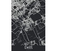 Delft: Journal de Voyage | 120 pages lignées | Cadeau parfait pour les amoureux de voyages | Format 15,2 x 22,9 cm | Carte Noir et Blanc | Delft Pays-Bas