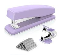 Deli Cucitrice da Scrivania, Capacità 25 Fogli, Include 1000 Punti Metallici e Levapunti, Viola
