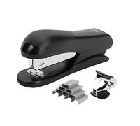 Deli Cucitrice Value Pack, cucitrice da tavolo, cucitrice da ufficio, capacità 20 fogli, include graffette e rimozione graffette, nero