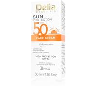 Delia Cosmetics - Crema Viso SPF 50 - Moisturizing Sunscreen, Hyaluronic Acid and Vitamin E, Lightweight Formula, No White Cast, Makeup Base - 50 ml
