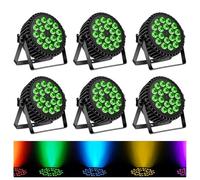DELIBANG 6PCS Par LED RGBW Luci Palcoscenico Discoteca DJ Faretti 18 LED Par DMX Auto Sound 200W 8CH Alluminio Fari Effetti Luce Stroboscopica Discoteca DJ per Festa Prestazione Halloween Natale