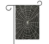 Delicata bandiera da giardino bianca con trama ragnatela stagionale in iuta double face per casa cortile bandiere esterne 30,5 x 45,7 cm