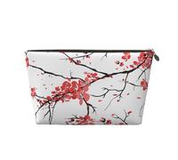 Delicata borsa per il trucco con stampa di fiori di ciliegio per le donne borsa da toilette da viaggio in pelle impermeabile per articoli da toeletta borsa cosmetica, Oro, Taglia unica, Beauty case