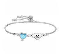 Delicata catena a maglie in argento con cristallo regalo di compleanno per figlia, mamma, sorella, amici, amante, promemoria gioielli per età dai 7 ai 100 anni, adjustable, Acciaio inossidabile