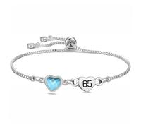 Delicata catena a maglie in argento con cristallo regalo di compleanno per figlia, mamma, sorella, amici, amante, promemoria gioielli per età dai 7 ai 100 anni, adjustable, Acciaio inossidabile