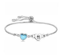 Delicata catena a maglie in argento con cristallo regalo di compleanno per figlia, mamma, sorella, amici, amante, promemoria gioielli per età dai 7 ai 100 anni, adjustable, Acciaio inossidabile